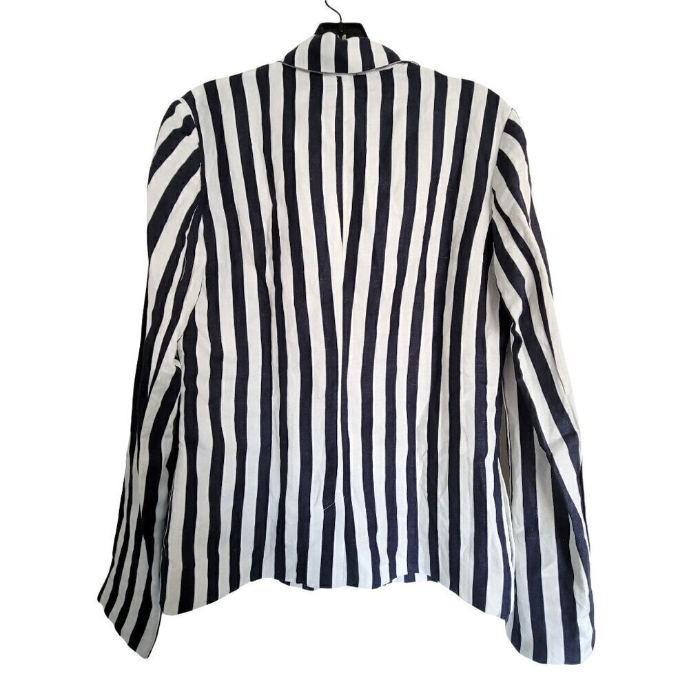 NEW Bardot White Navy Striped Colette Long Sleeve Linen Blazer Jacket Size 6 / S - Picture 4 of 11